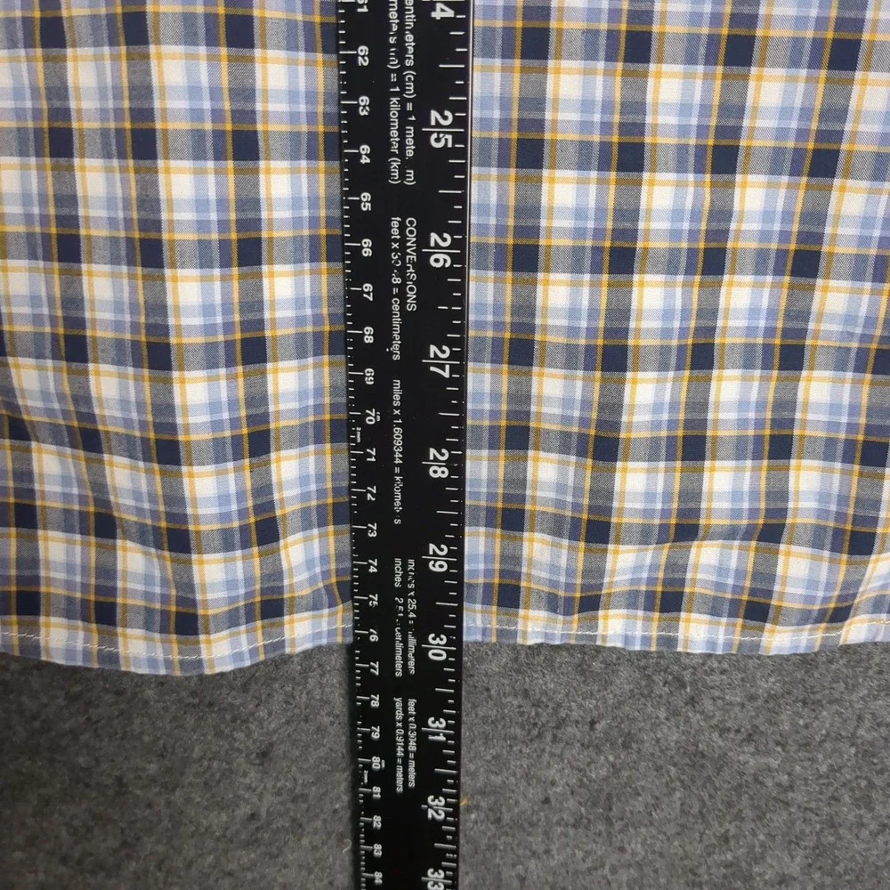 Banana Republic Custom Wash Shirt Mens Large Tailored Slim Fit Plaid Blue L